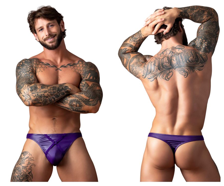Male Power Eggplant Crossover Thong - Plum