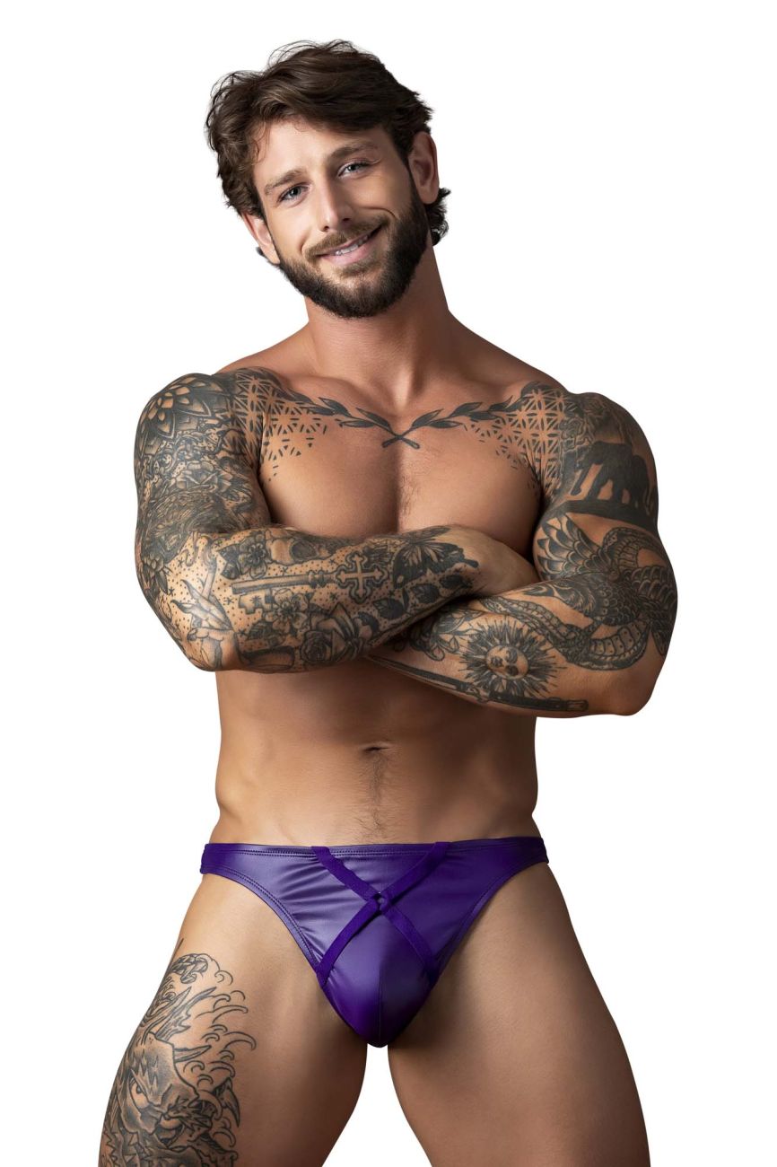 Male Power Eggplant Crossover Thong - Plum