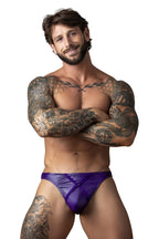 Male Power Eggplant Crossover Thong - Plum