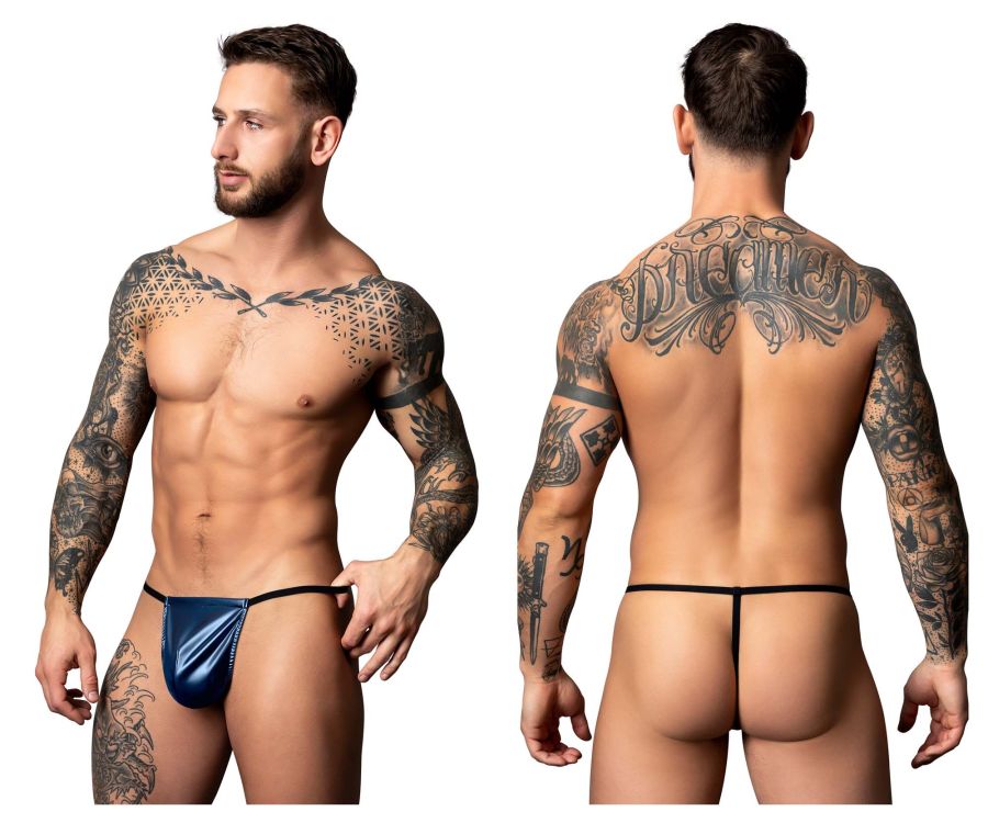 Male Power Liquid Onyx G-String - Blue