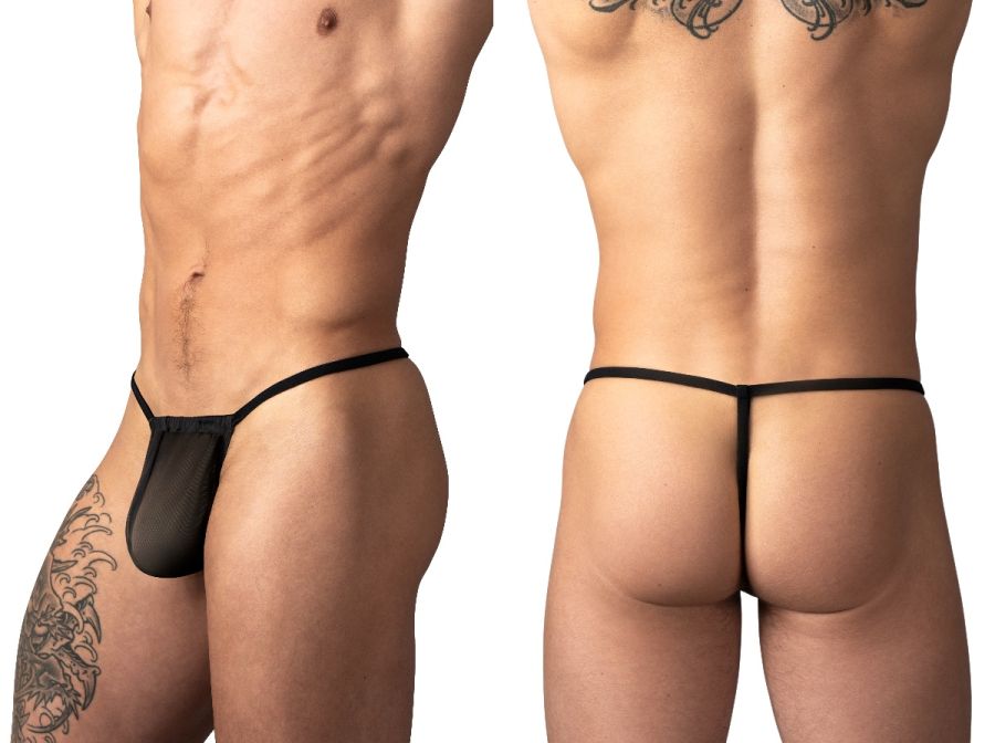 Male Power Mesh 2 G-String - Black