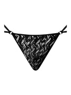 Male Power Ripple Micro V-String Thong - Black