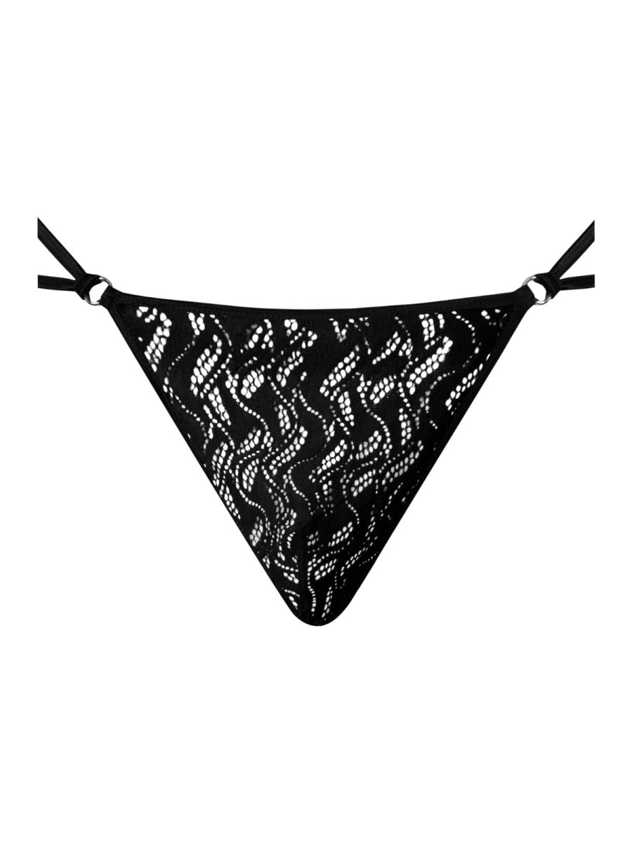 Male Power Ripple Micro V-String Thong - Black