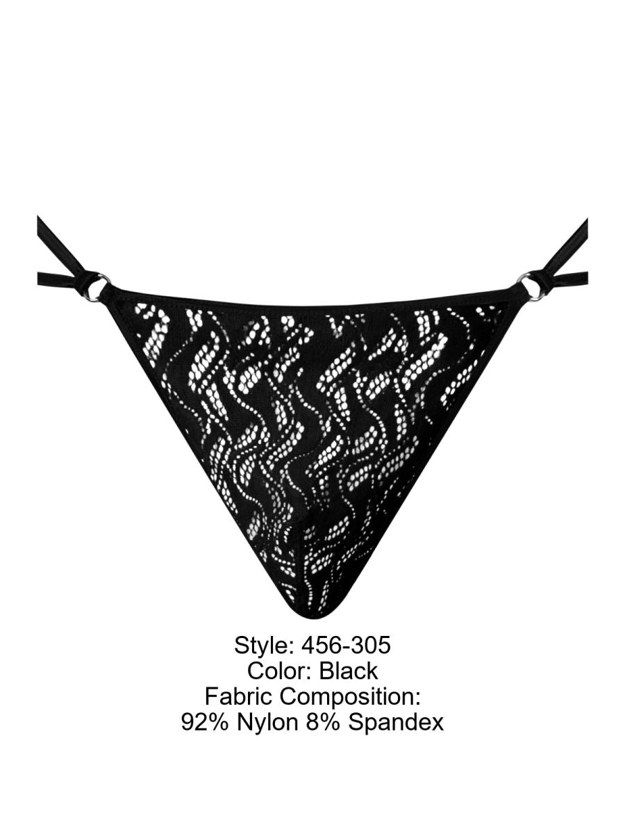 Male Power Ripple Micro V-String Thong - Black
