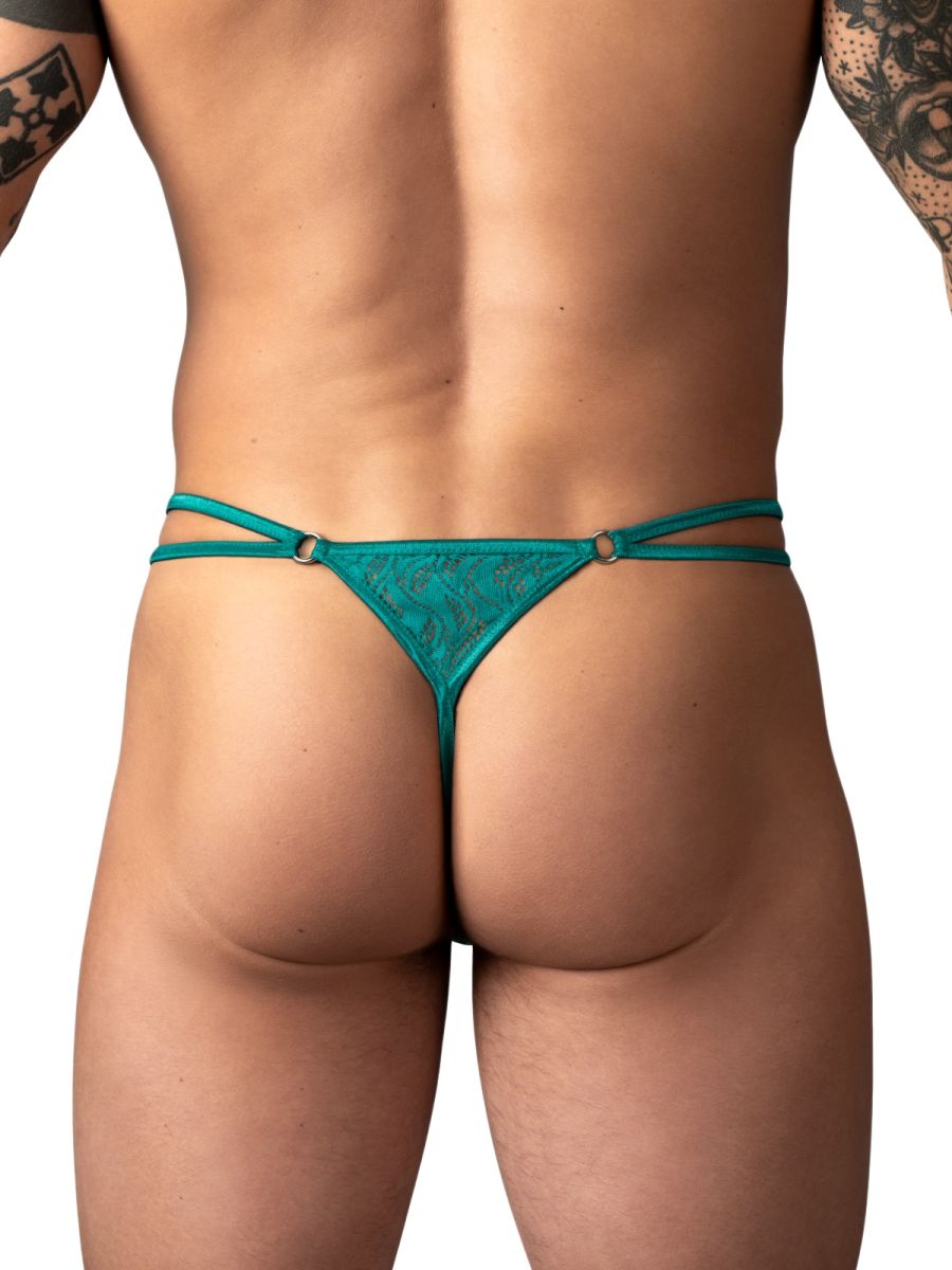 Male Power Ripple Micro V-String Thong - Teal