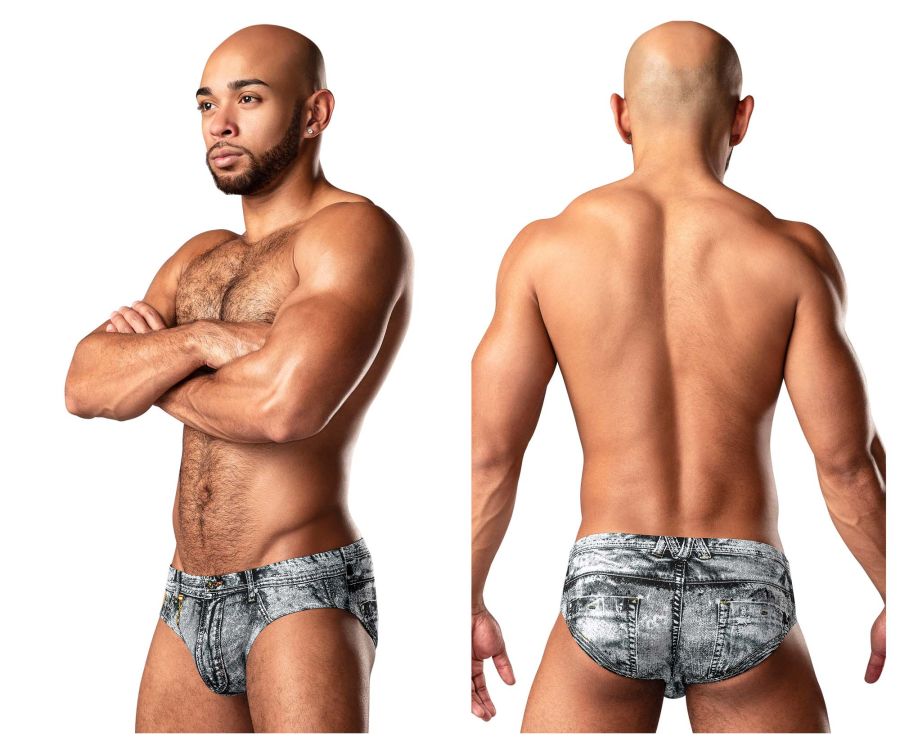Male Power Dirty Denim Bikini - Denim Print