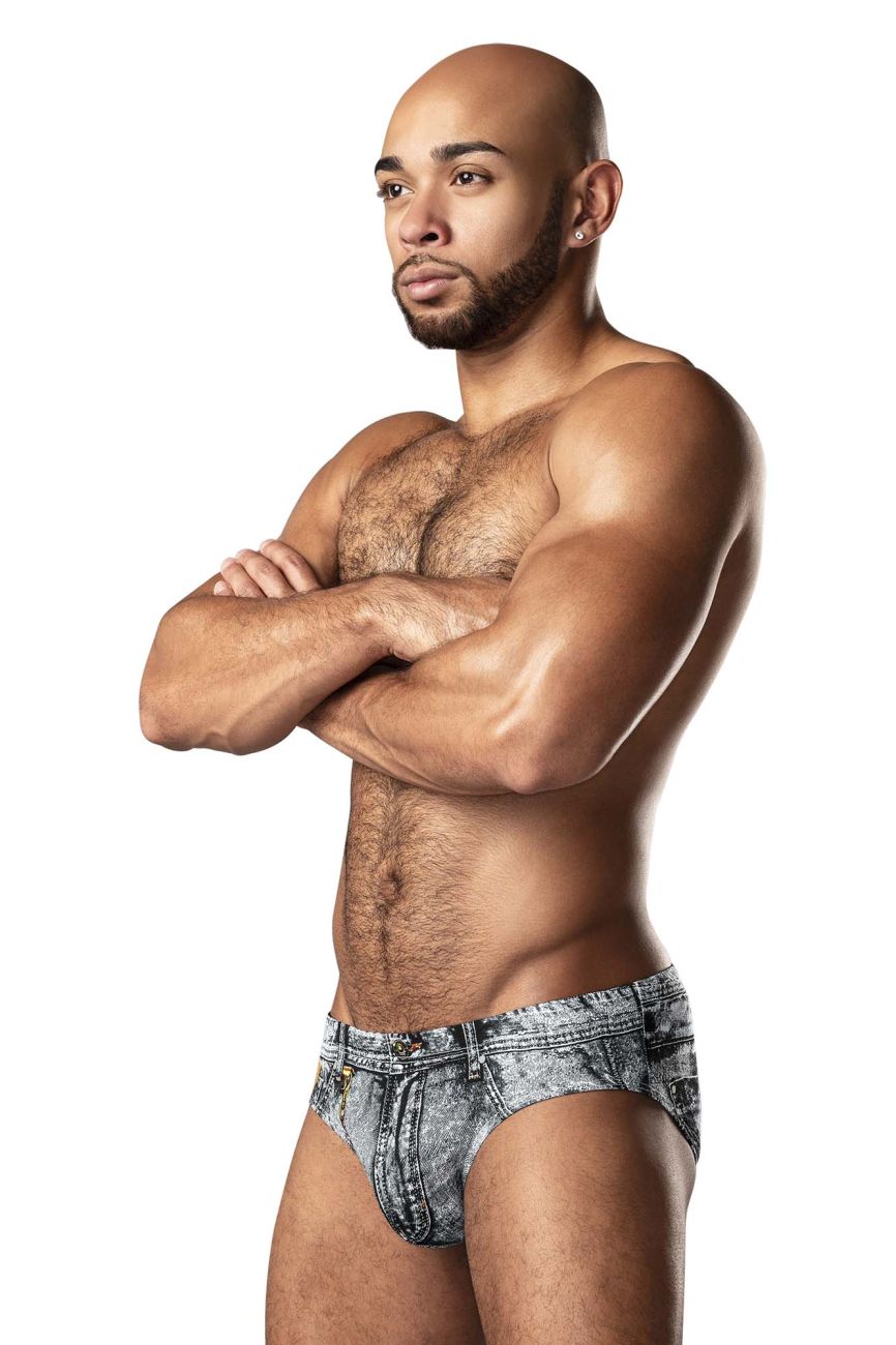 Male Power Dirty Denim Bikini - Denim Print