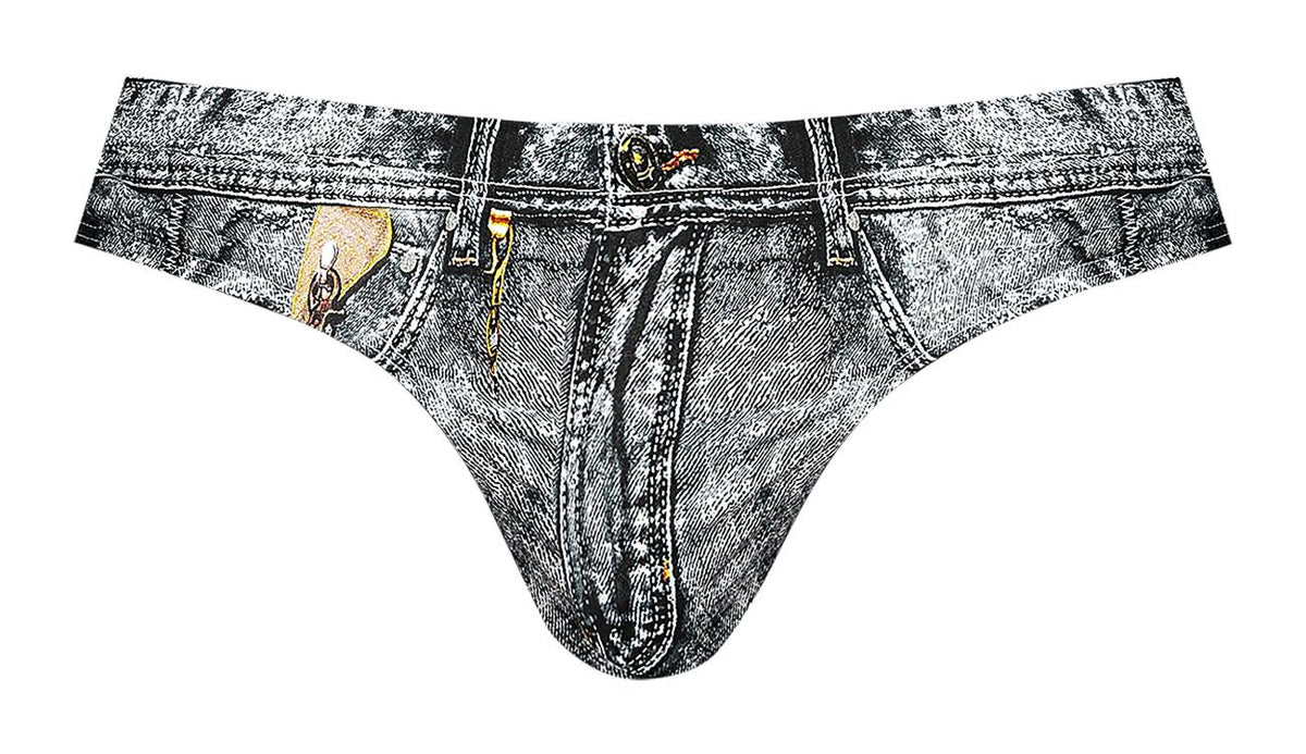 Male Power Dirty Denim Bikini - Denim Print