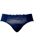 Male Power Sassy Lace Bikini Solid Pouch - Navy