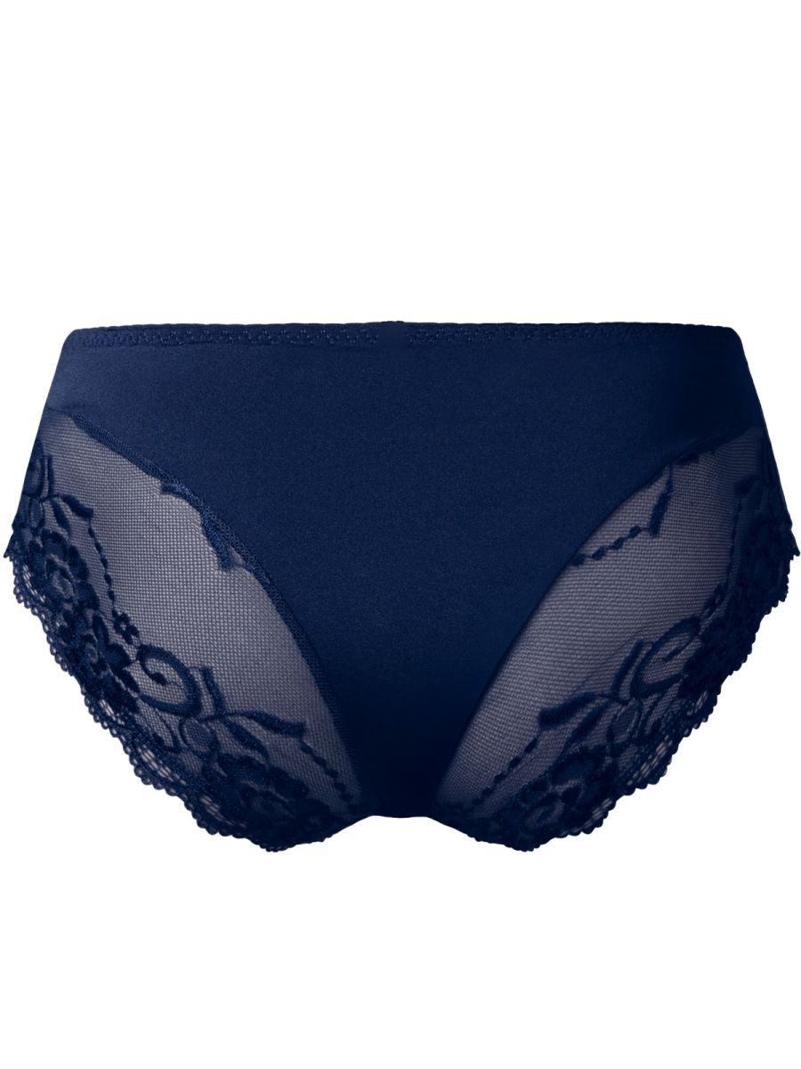 Male Power Sassy Lace Bikini Solid Pouch - Navy