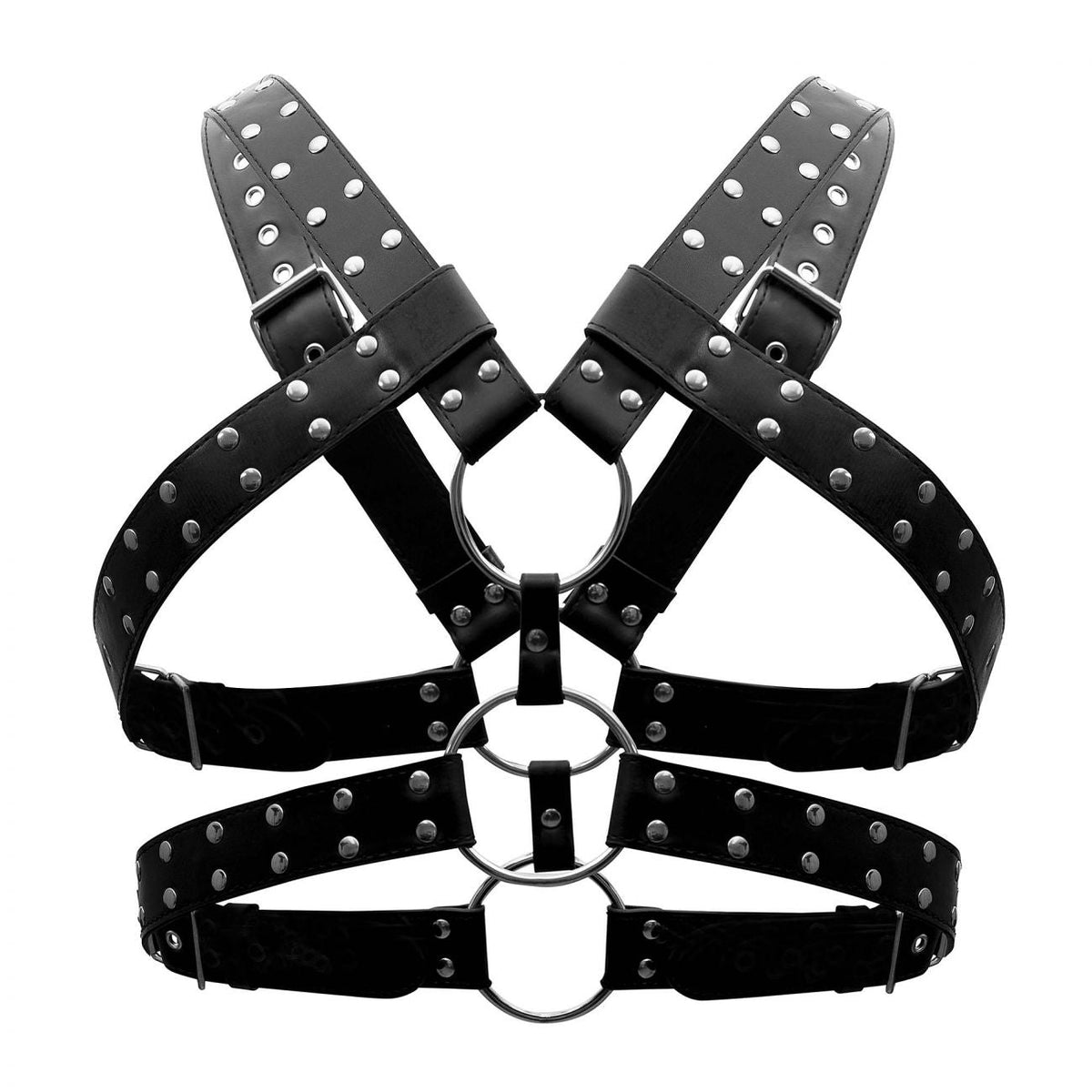 Male Power Leather Gemini Harness - Black