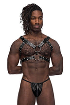 Male Power Leather Gemini Harness - Black