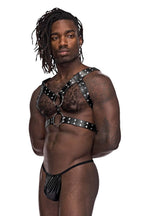 Male Power Leather Gemini Harness - Black