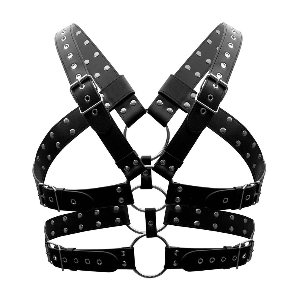 Male Power Leather Gemini Harness - Black