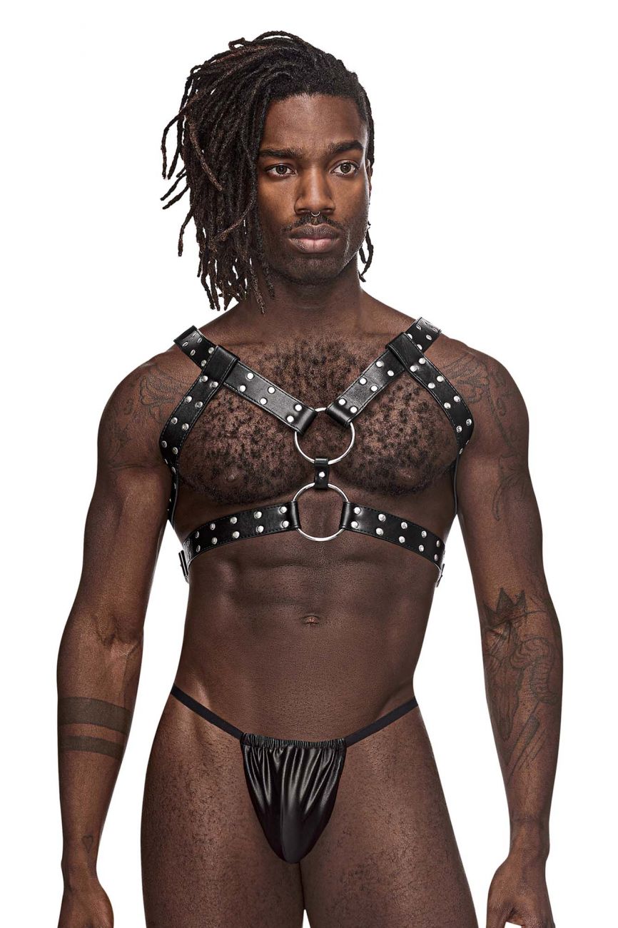 Male Power Leather Gemini Harness - Black