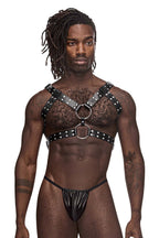 Male Power Leather Gemini Harness - Black