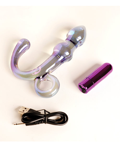 Cristal Orchid Pulse Glass Dildo with Removable Bullet Vibe - Purple