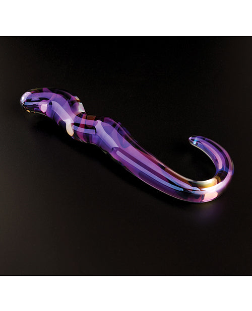 Cristal Blue Flame Curved Glass Dildo - Purple
