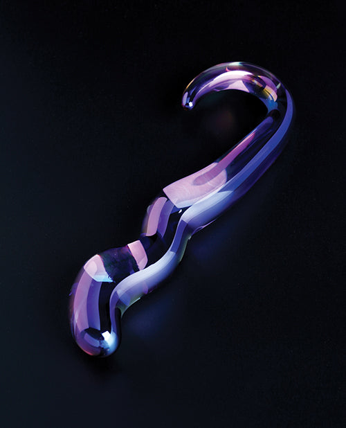 Cristal Blue Flame Curved Glass Dildo - Purple