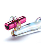 Cristal Twilight Glow Glass Vibrator with Clitoral Stimulator