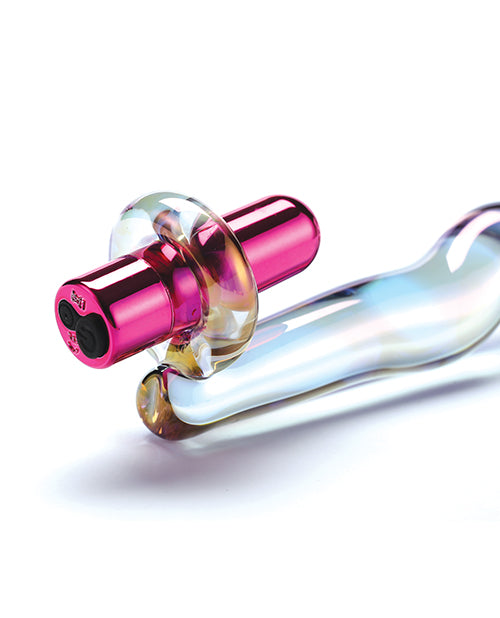 Cristal Twilight Glow Glass Vibrator with Clitoral Stimulator