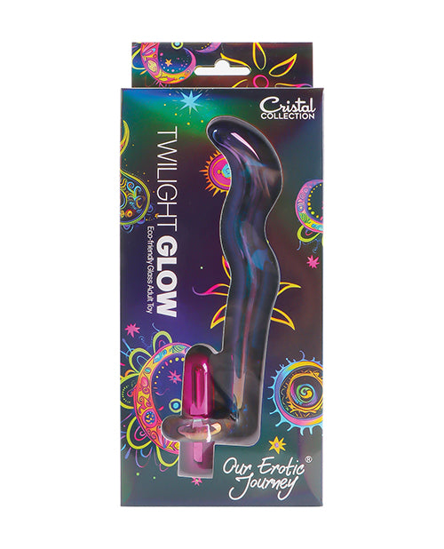 Cristal Twilight Glow Glass Vibrator with Clitoral Stimulator