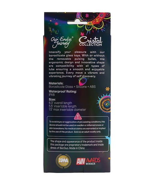 Cristal Twilight Glow Glass Vibrator with Clitoral Stimulator