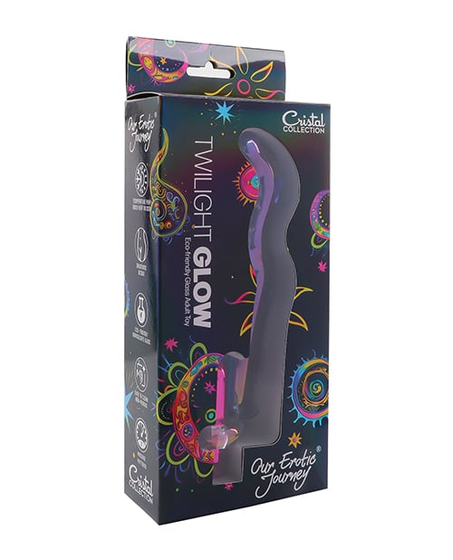 Cristal Twilight Glow Glass Vibrator with Clitoral Stimulator