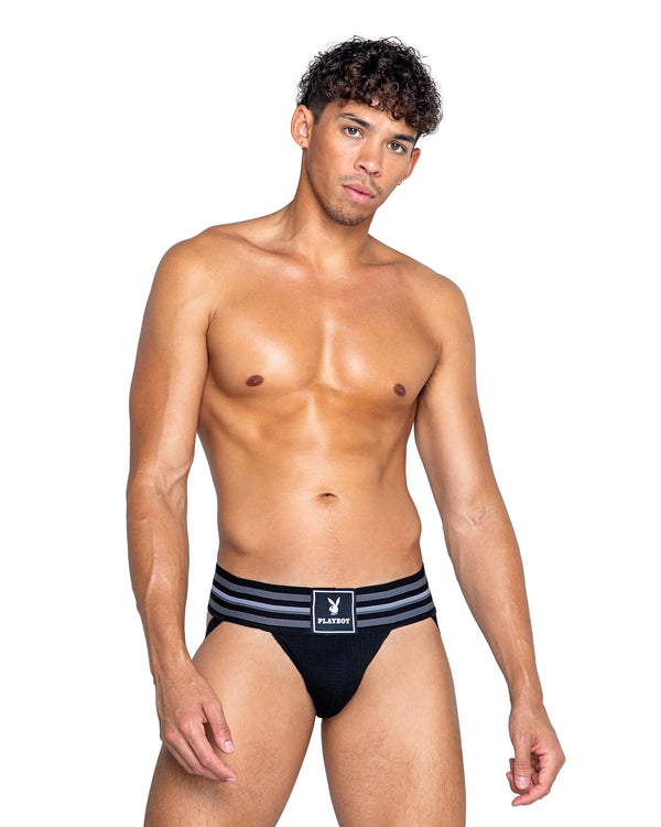 Playboy Mens Locker Room Classic Jock Black