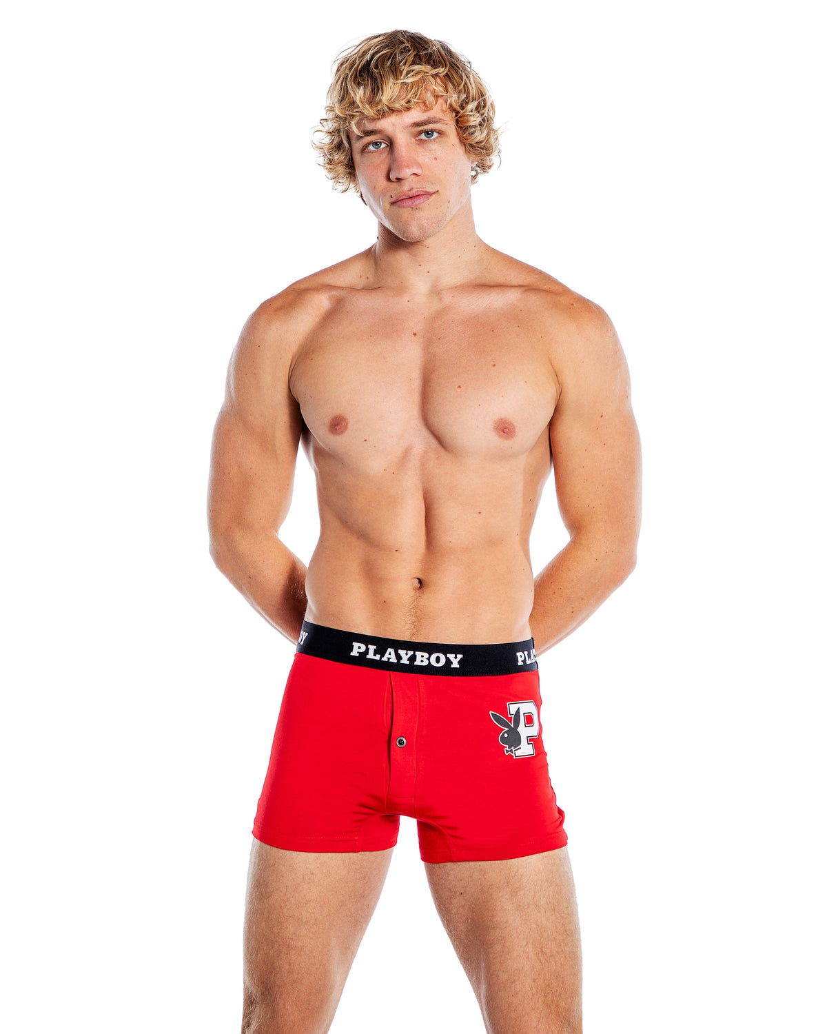 Playboy Mens Varsity Boxer Briefs - Red