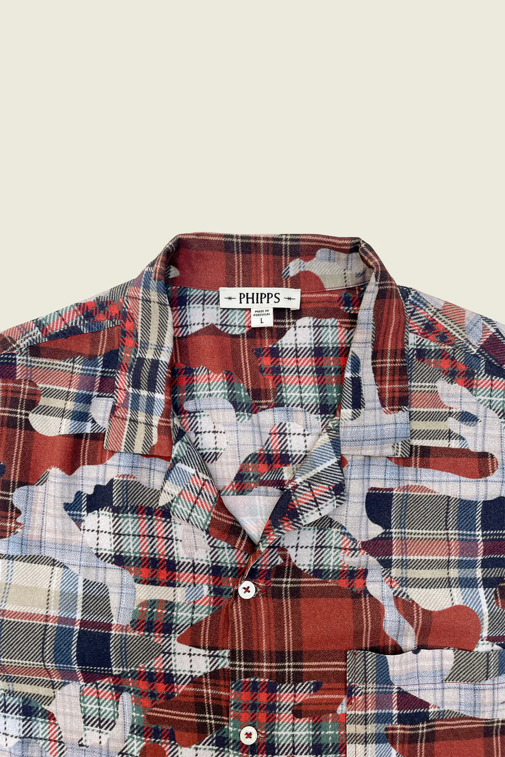 PHIPPS OVERSIZED BOWLING SHIRT PLAID CAMO