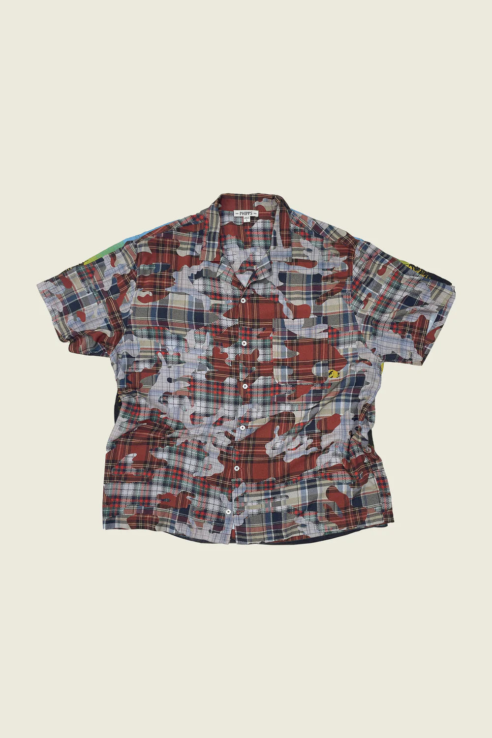 PHIPPS OVERSIZED BOWLING SHIRT PLAID CAMO