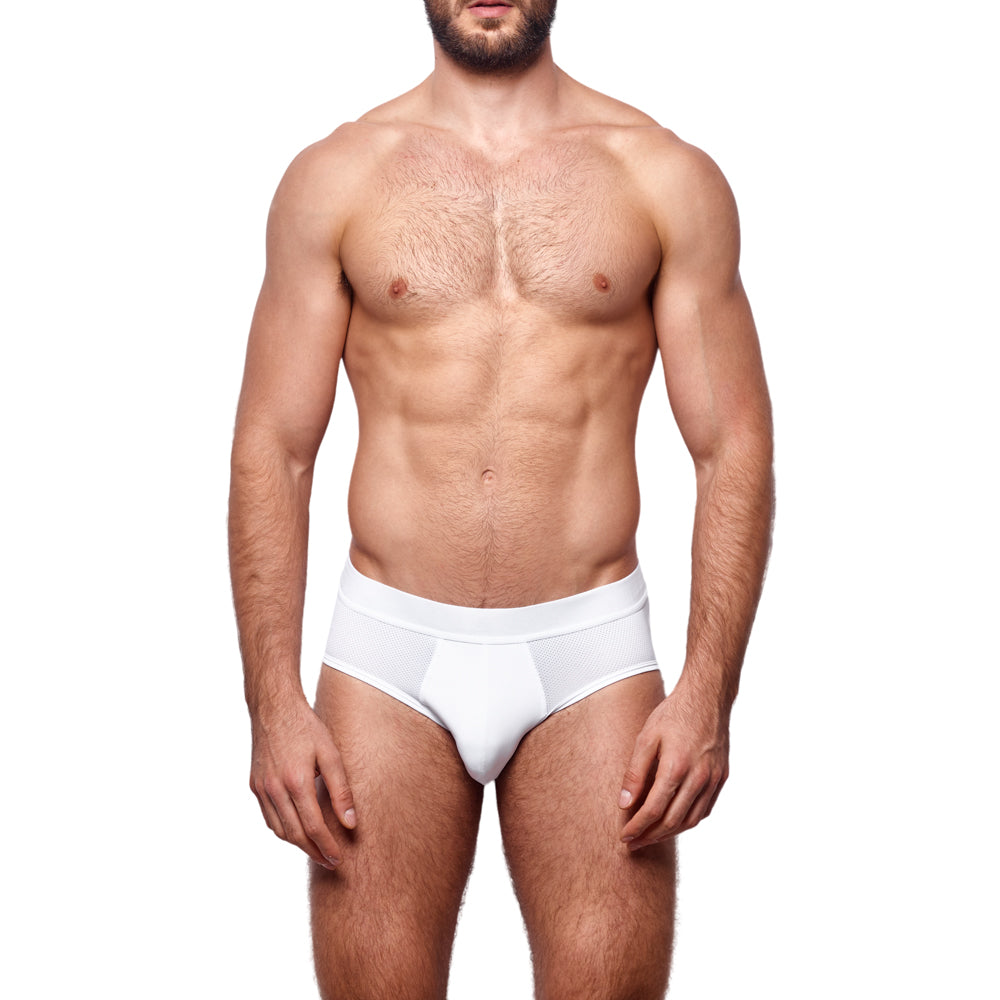 Carbon Mesh Tagless Hip Brief Optic White