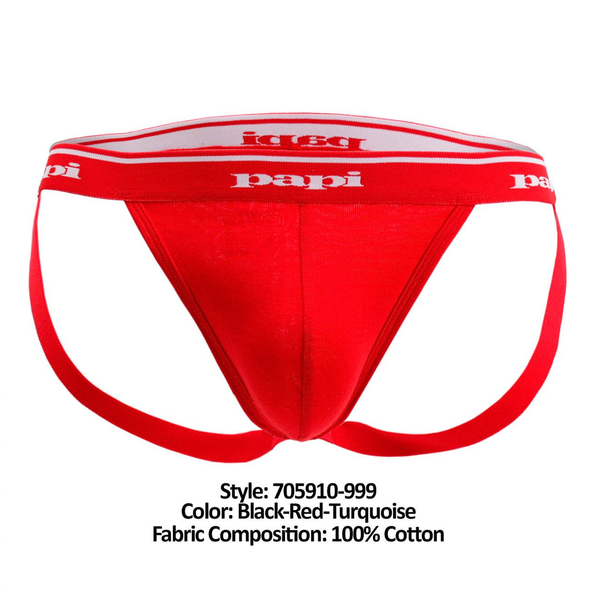 Papi 3-Pack Rib Jockstrap - Black-Red-Turquoise