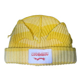 LOVERBOY BY CHARLES JEFFREY CHUNKY EARS BEANIE in YELLOW STRIPE