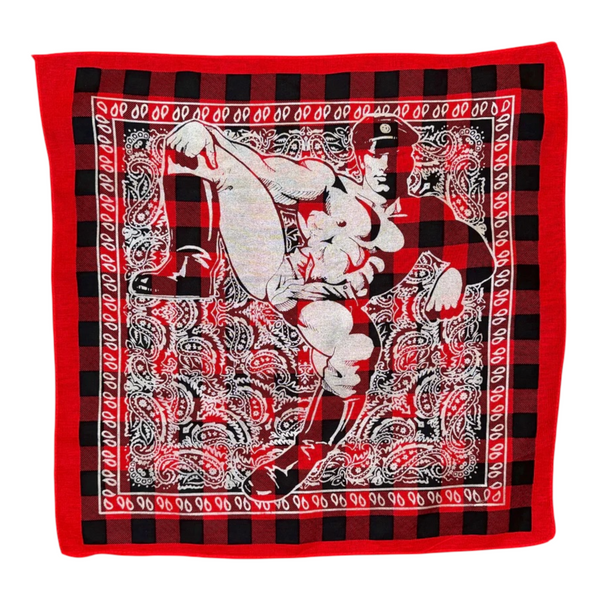 Etienne Leather Man Bandana - Silver on Red Buffalo