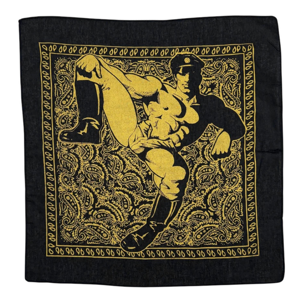 Etienne Leather Man Bandana - Gold on Black