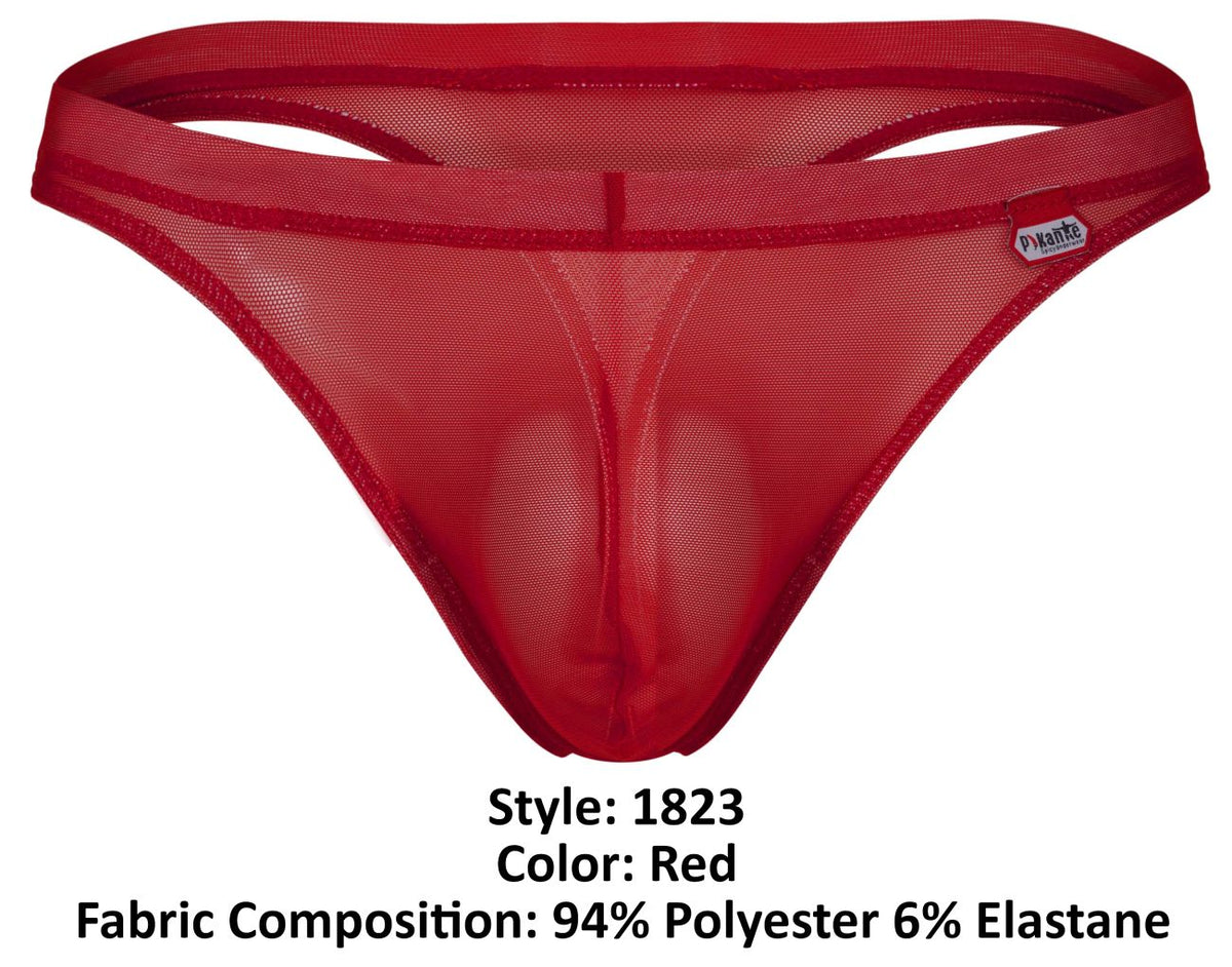 Pikante Luxury Thongs - Red Mesh