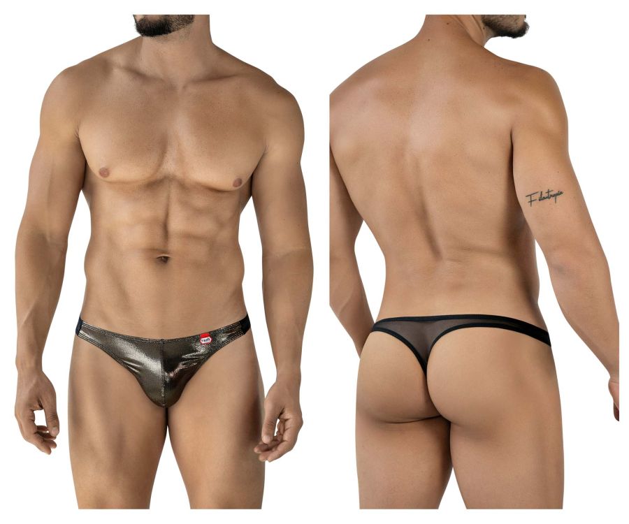 Pikante Gold Cup Thongs - Black