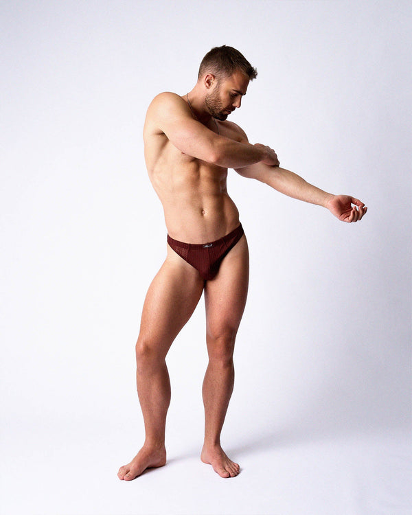 TEAMM8 Romeo Sheer Thong - Mahogany