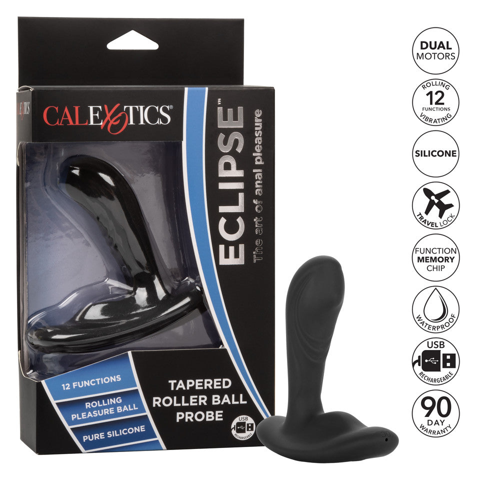 Eclipse Tapered Roller Ball Probe Silicone USB Rechargeable Anal Plug Waterproof 4in