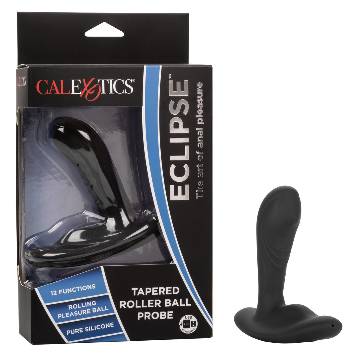 Eclipse Tapered Roller Ball Probe Silicone USB Rechargeable Anal Plug Waterproof 4in