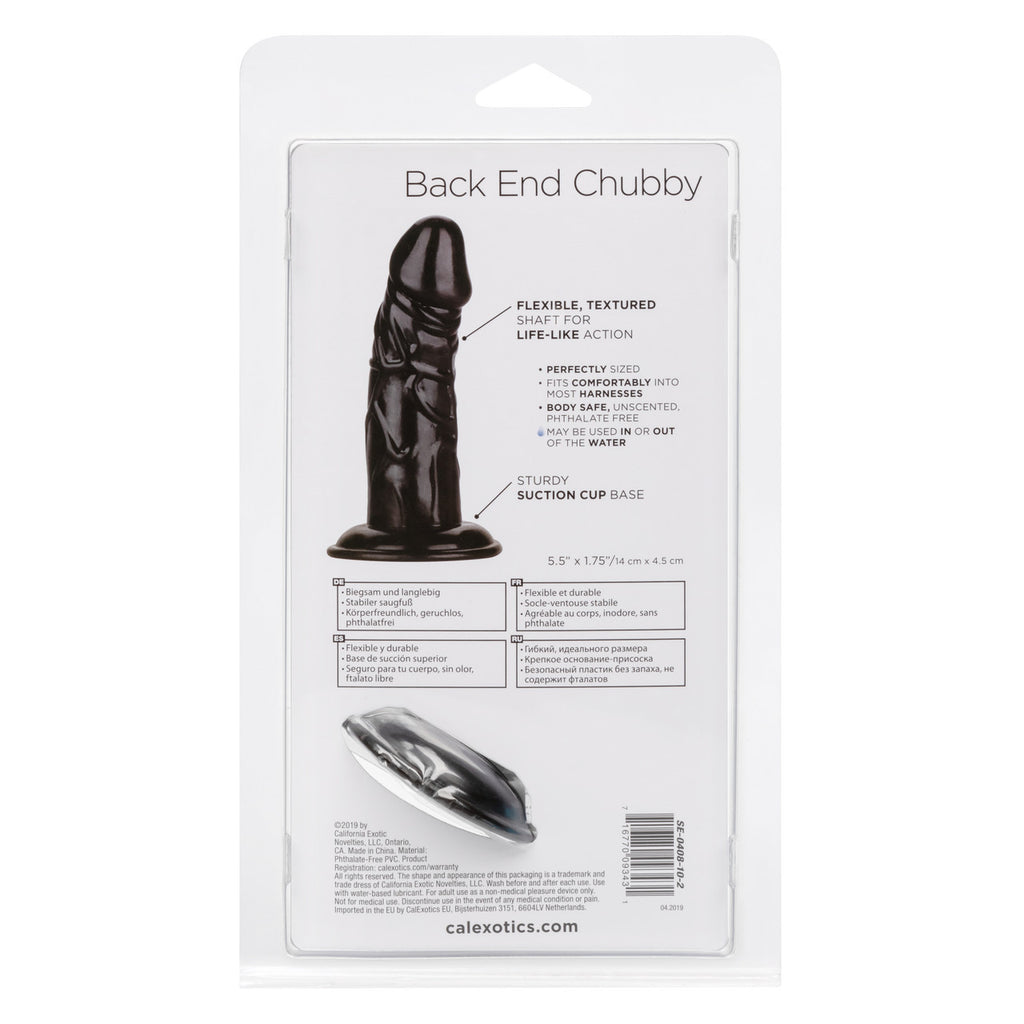 Anal Toys Back End Chubby Suction Cup Base Dildo - Black