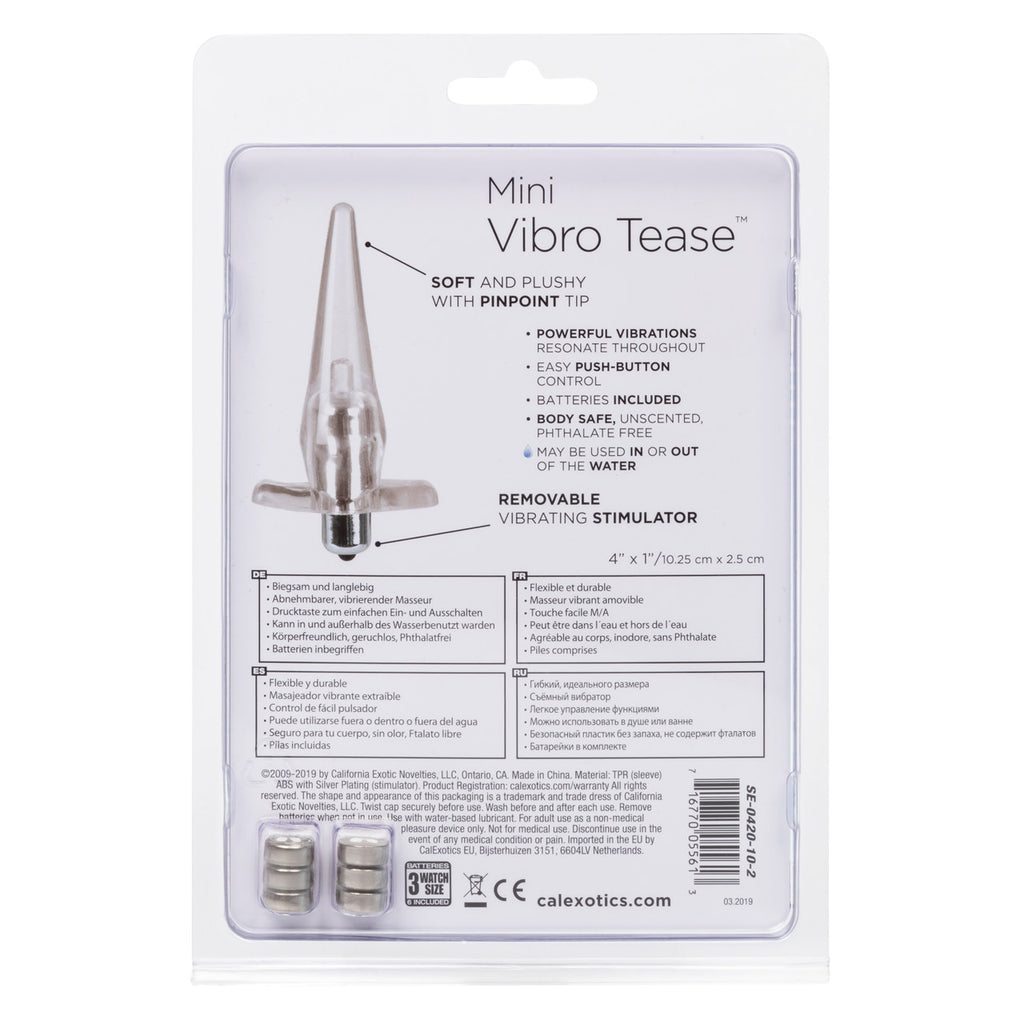 Anal Toys Mini Vibro Tease Vibrating Butt Plug - Clear