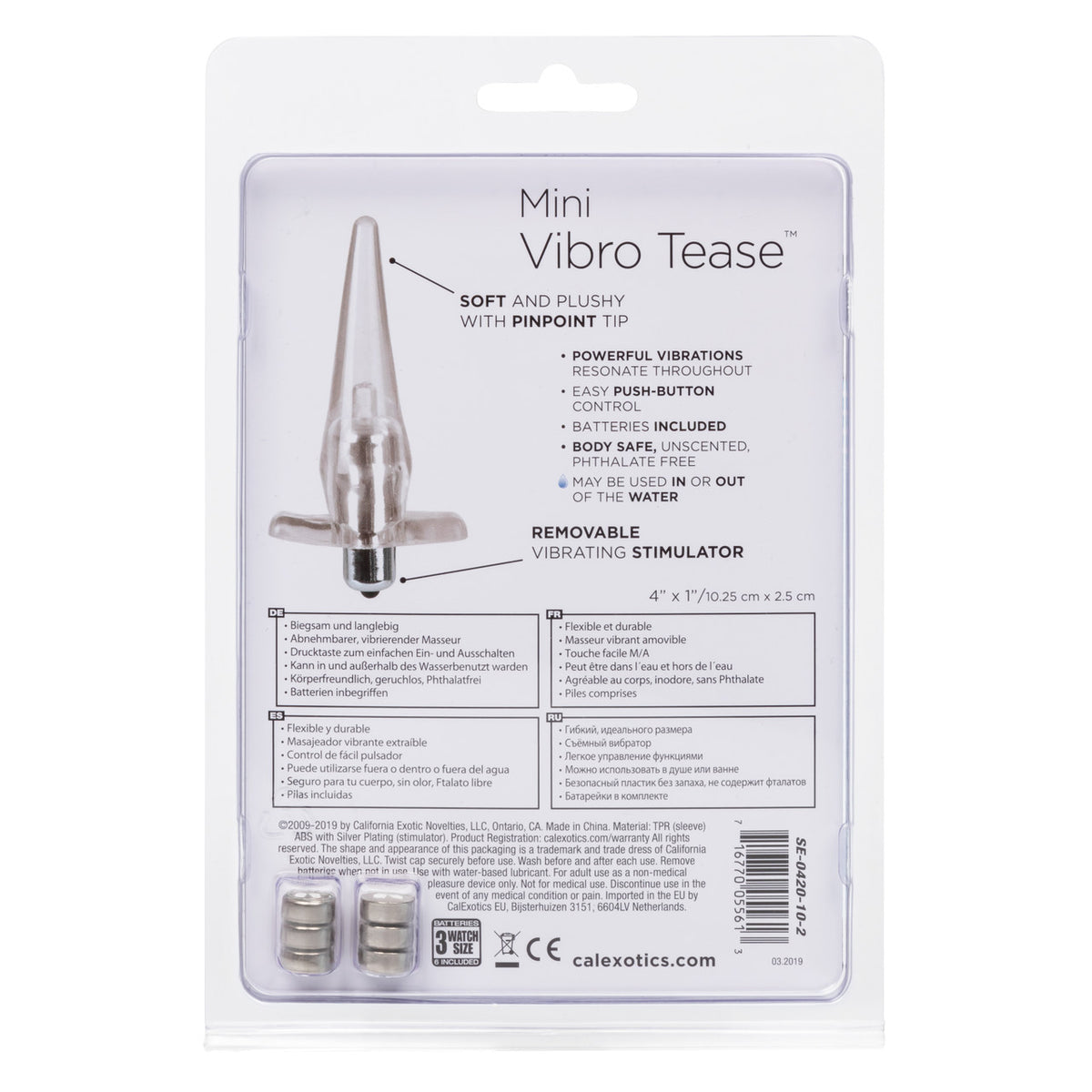 Anal Toys Mini Vibro Tease Vibrating Butt Plug - Clear