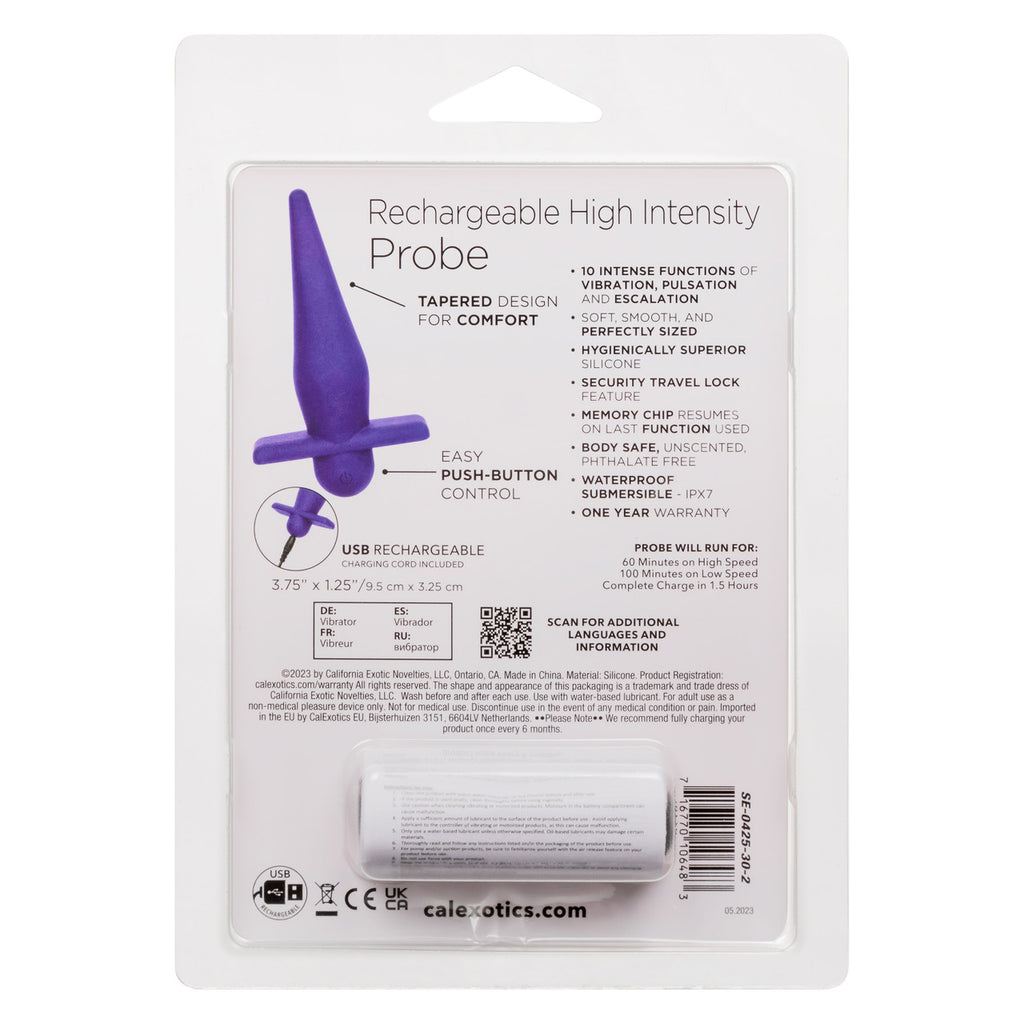 Anal Toys Rechargeable Silicone High Intense Probe - Purple
