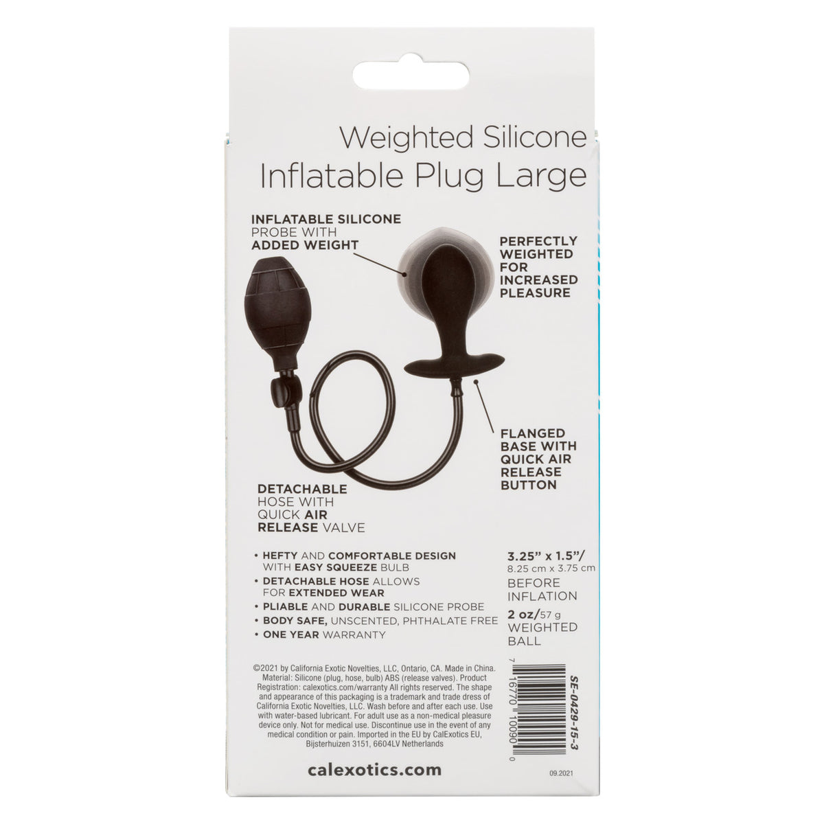 Anal Toys Weighted Silicone Inflatable Plug Large