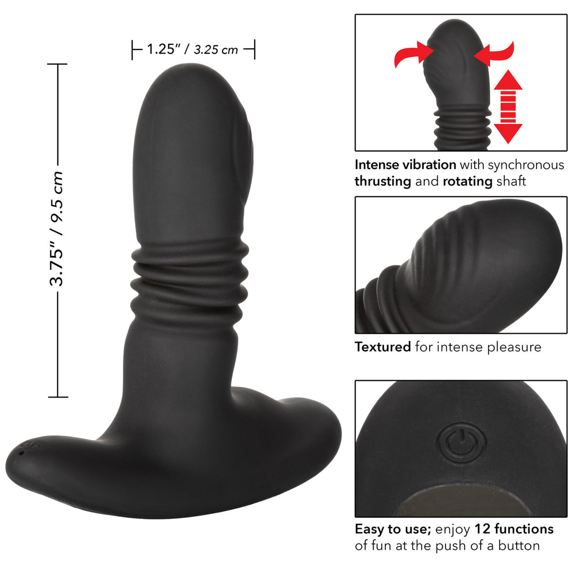 Eclipse Thrusting Rotator Probe Silicone Rechargeable Vibrating Butt Plug