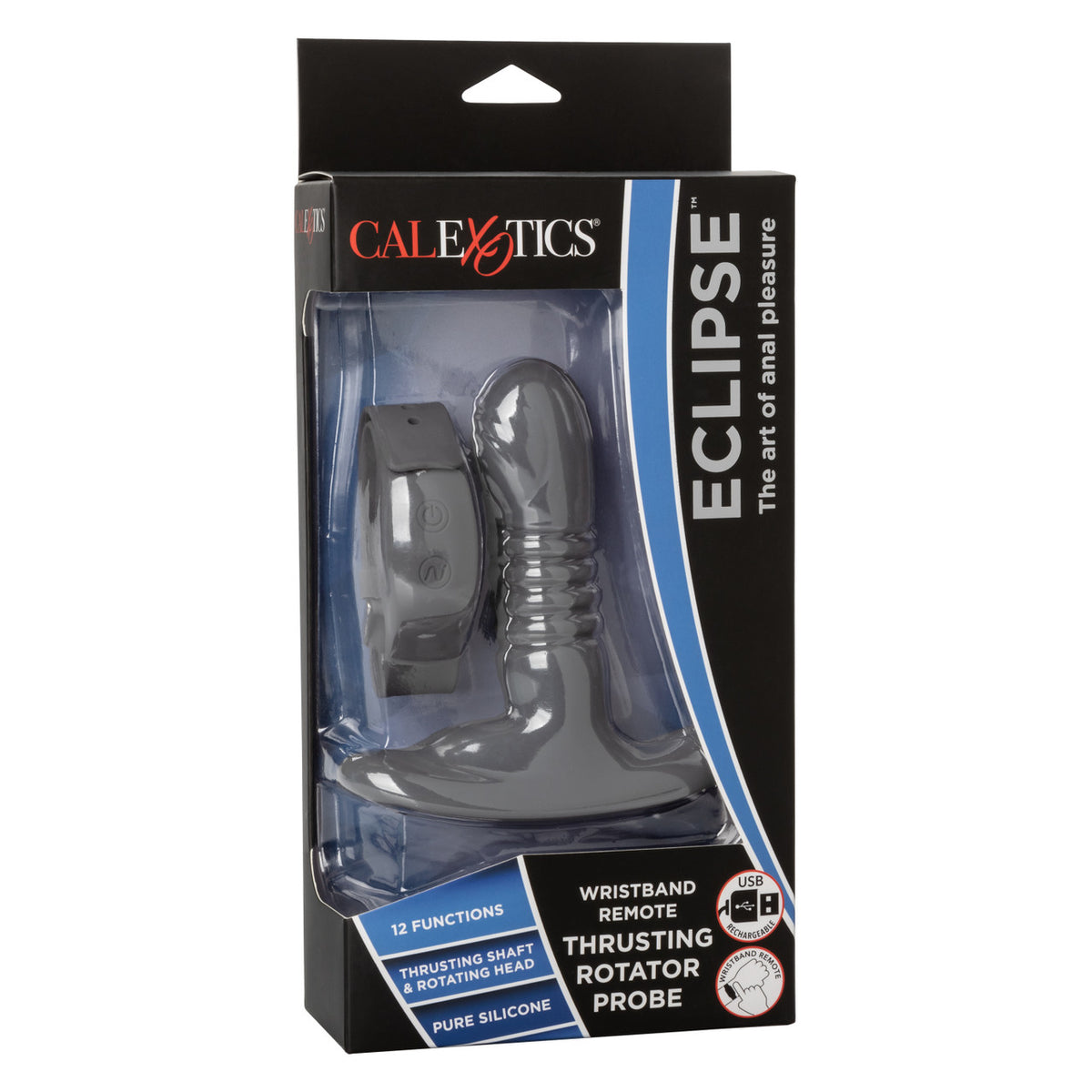 Eclipse Silicone Rechargeable Thrusting Rotator Anal Probe with Remote Control