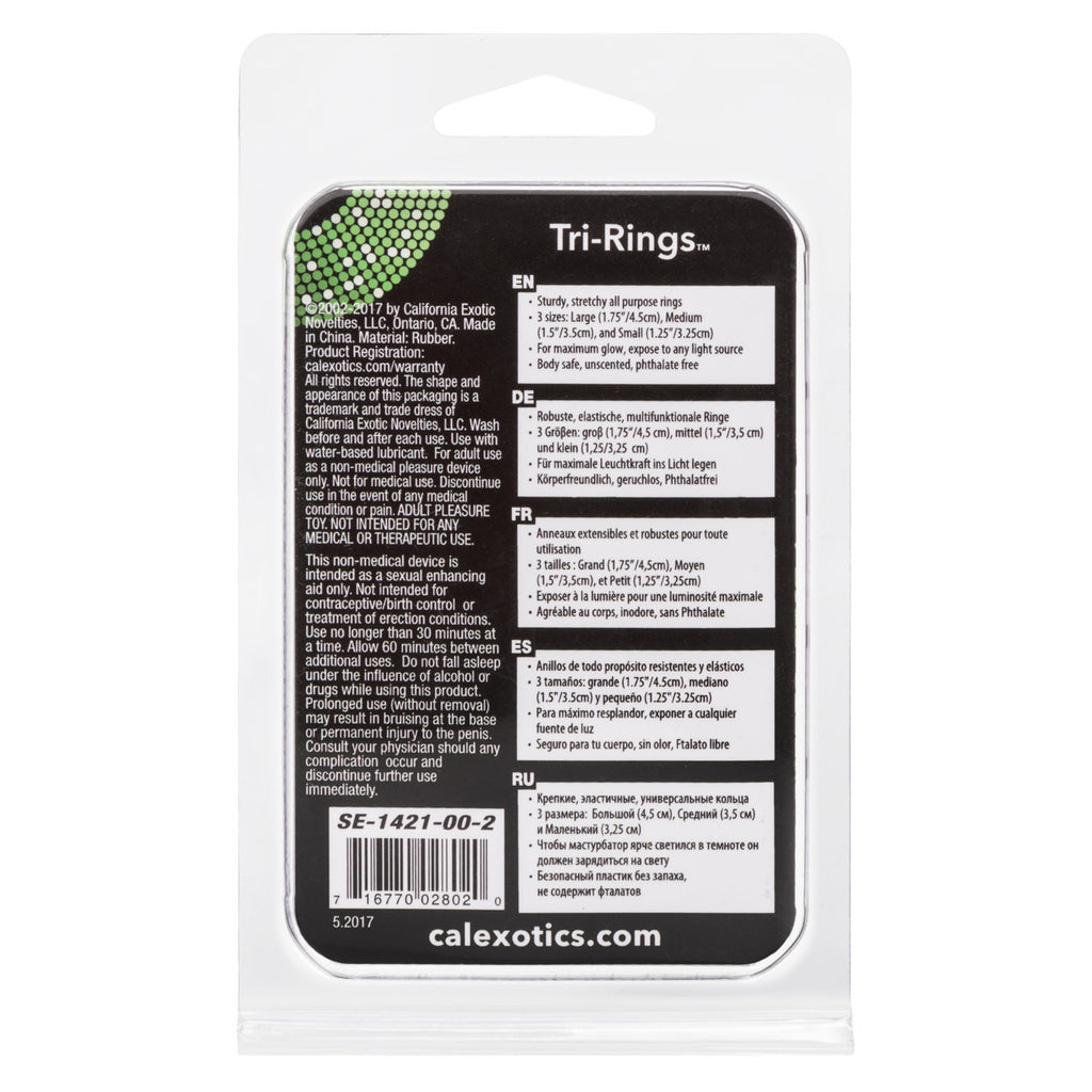 Rings! Tri Rings Cock Ring Set (3 Piece Set) - GLOW IN THE DARK